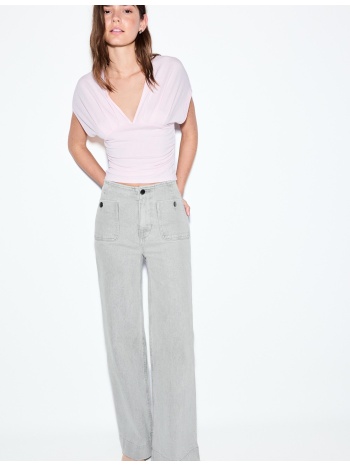 stradivarius d77 μινιμαλίστ τζιν με τσέπες μπλε overdye 44