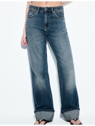 stradivarius τζιν παντελόνι d92 σε ίσια γραμμή με φαρδιά γραμμή μπλε overdye 32