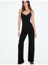 stradivarius d92 τζιν παντελόνι straight wide μαύρο 44