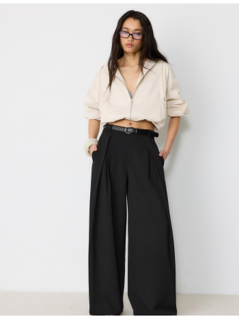 stradivarius παντελόνι maxi πιέτα με ζώνη μαύρο 34