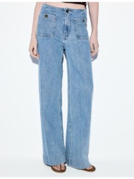 stradivarius d77 μινιμαλίστ τζιν με τσέπες γαλάζιο 42