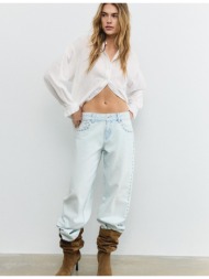 stradivarius αέρινο πουκάμισο όψης λινού λευκό xl