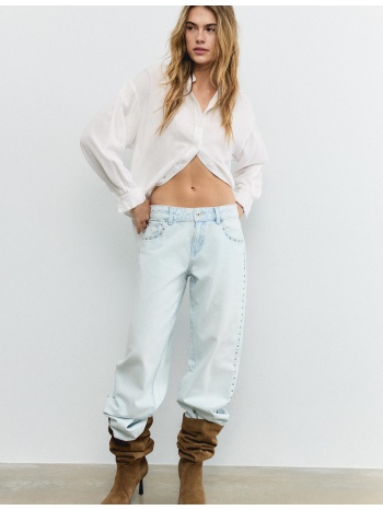 stradivarius αέρινο πουκάμισο όψης λινού λευκό xl