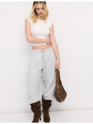 stradivarius βασική εφαρμοστή μπλούζα με σούρες εκρού s