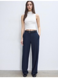 stradivarius ριχτό παντελόνι σε ίσια γραμμή με ζώνη navy blue 40