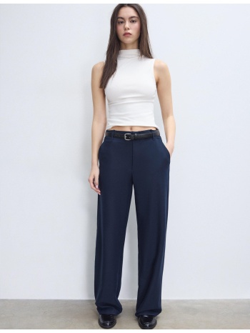 stradivarius ριχτό παντελόνι σε ίσια γραμμή με ζώνη navy