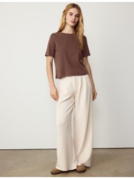 stradivarius μπλούζα basic regular fit heavy weight καφέ xs