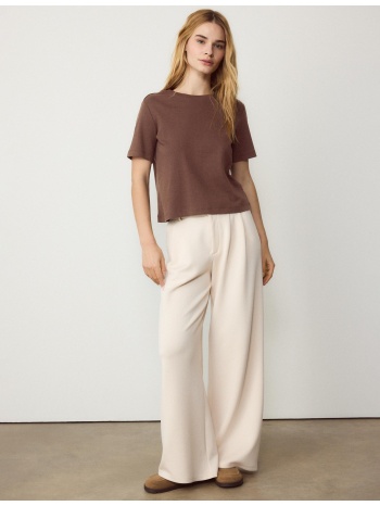 stradivarius μπλούζα basic regular fit heavy weight καφέ xs