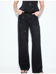 stradivarius τζιν ίσιας εφαρμογής με λάμψεις σκούρο γκρι 38