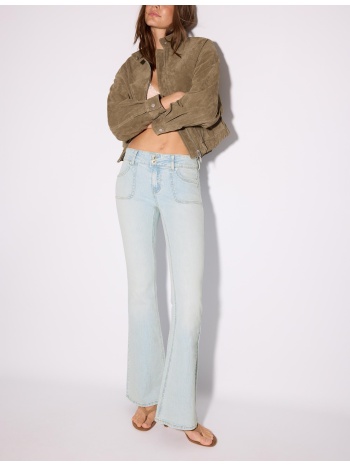 stradivarius τζιν παντελόνι χαμηλόμεσο τσέπη με ραφή μπλε