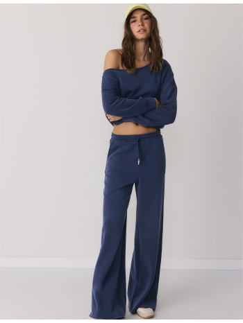 stradivarius παντελόνι jogger palazzo απαλής υφής σκούρο