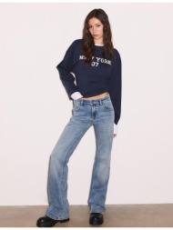 stradivarius τζιν καμπάνα χαμηλόμεσο μπλε μεσαίας απόχρωσης 32