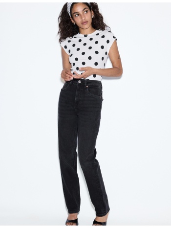 stradivarius d14 τζιν άνετο slim fit ξεβαμμένο μαύρο 44