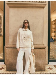 stradivarius d91 χαμηλόμεσο τζιν με φαρδύ μπαντζάκι από twill βανίλια 42