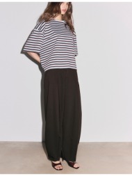 stradivarius baggy παντελόνι με πιέτες καφέ 40