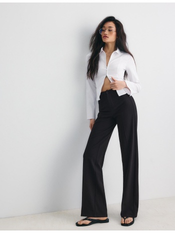 stradivarius παντελόνι φαρδύ μπαντζάκι μαύρο 34