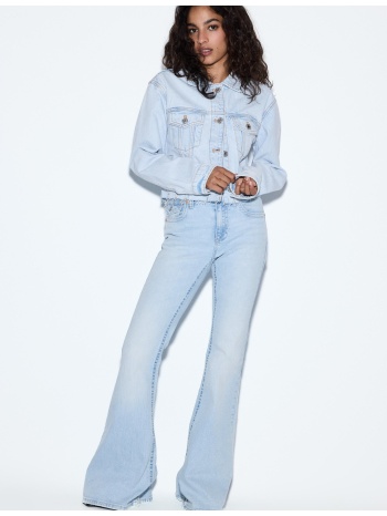 stradivarius d04 χαμηλόμεσο τζιν καμπάνα γαλάζιο 42