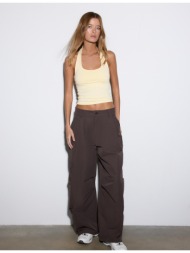 stradivarius μπλούζα με λαιμόκοψη halter κίτρινο παστέλ s