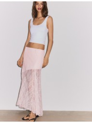 stradivarius μακριά φούστα από δαντέλα παστέλ ροζ xs