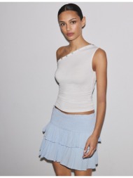 stradivarius μίνι φούστα-σορτς με βολάν σιέλ l