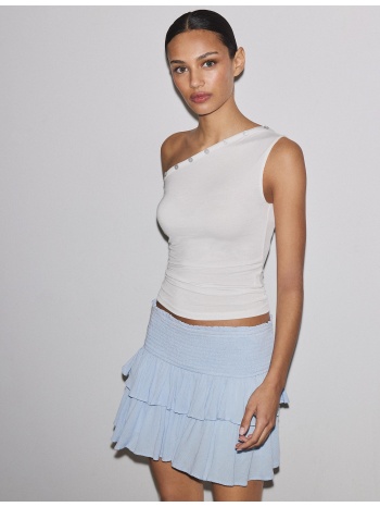 stradivarius μίνι φούστα-σορτς με βολάν σιέλ l