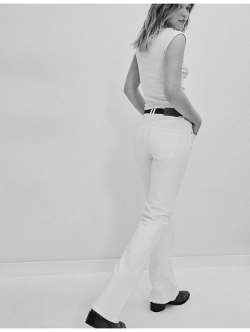 stradivarius d68 τζιν bootcut fit με ζώνη λευκό 36