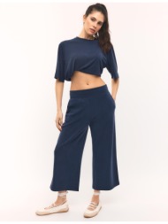 stradivarius oversize μπλουζάκι απαλής υφής σκούρο μπλε l