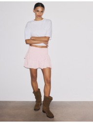stradivarius μίνι φούστα-σορτς με βολάν παστέλ ροζ xs