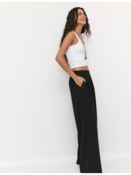 stradivarius casual παντελόνι με χιαστί μέση μαύρο 38