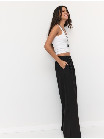 stradivarius casual παντελόνι με χιαστί μέση μαύρο 38