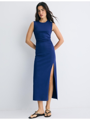 stradivarius μίντι φόρεμα από bengaline χωρίς μανίκια navy