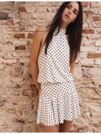 stradivarius φόρεμα με λαιμόκοψη halter γκρι ανοιχτό m