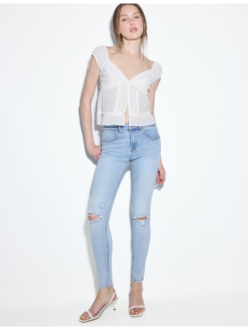 stradivarius 1420 skinny τζιν με χαμηλή μέση μπλε ντένιμ 38