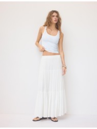 stradivarius maxi φούστα boho λευκό m