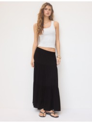 stradivarius maxi φούστα boho μαύρο s