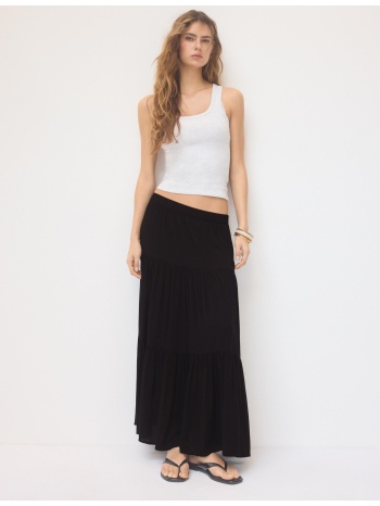 stradivarius maxi φούστα boho μαύρο s
