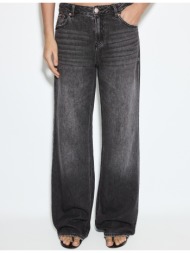 stradivarius d91 τζιν low με φαρδύ μπατζάκι ξεβαμμένο μαύρο 44