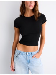 stradivarius βασική μπλούζα slim fit μαύρο xs