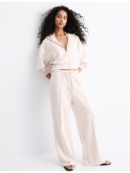 stradivarius jogger παντελόνι φαρδύ μπαντζάκι με ραφή και απαλή υφή πέτρα m