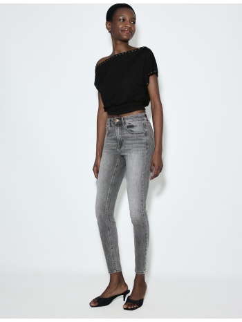 stradivarius d07 τζιν παντελόνι skinny regular waist γκρι