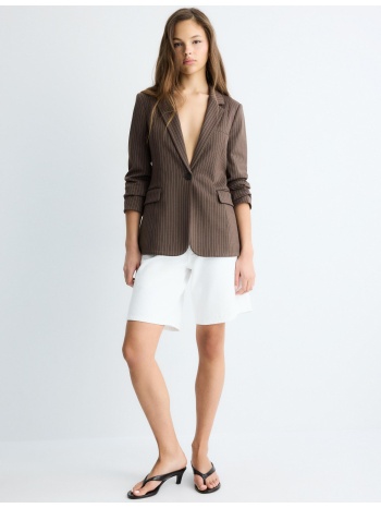 stradivarius αμερικάνικη μπλούζα slim fit καφέ m