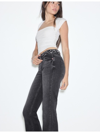 stradivarius d67 jeans slim bootcut σκούρο γκρι 34