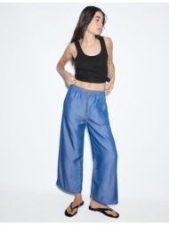 stradivarius χυτό τζιν παντελόνι culotte μπλε μεσαίας απόχρωσης s