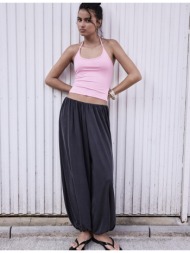 stradivarius πλεκτό τοπ με λαιμόκοψη halter ροζ της τσιχλόφουσκας m