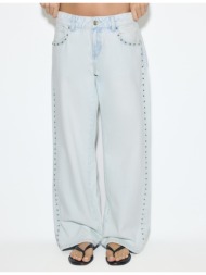 stradivarius τζιν παντελόνι wide leg loose με τρουκ γαλάζιο 38
