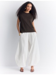 stradivarius b06 μπλούζα basic με χαλαρούς ώμους καφέ xl