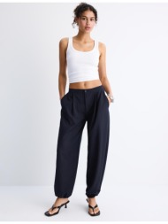 stradivarius αμπιγιέ παντελόνι μπαλούν navy blue xs