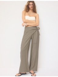 stradivarius fluid παντελόνι sarong χακί s