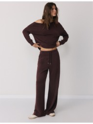 stradivarius παντελόνι jogger palazzo απαλής υφής καφέ xl