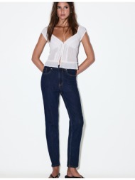 stradivarius d10 τζιν mom slim fit σκούρο μπλε 42